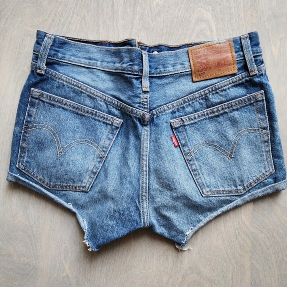 Levi's Blue Jean Shorts with Vintage Distressed Look